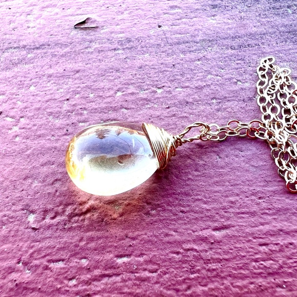 Natural Citrine Pendant Solid 14k Gold , November Birthstone , 13th Anniversary - Picture 2 of 7